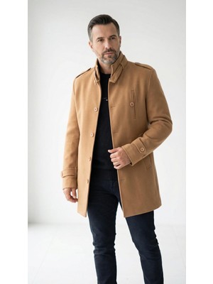 Plus Scorpion Erkek Hakim Yaka Kaşe Kaban – Kapitone Astarlı Tok Kumaş Kışlık Palto