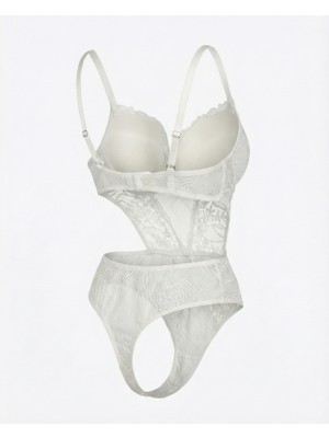 Ekru Dantelli Bodysuit