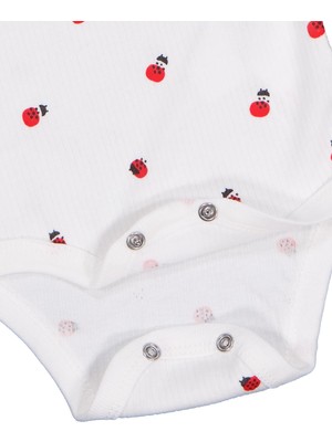Civil Baby Uğur Böceği Empirme 0-48 Ay Çıtçıtlı Badi - Ekru 6-9 Ay