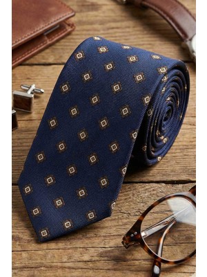 Kravatkolik Malesco Style Lacivert Motif Desen Italyan Ipek Kravat İK2246