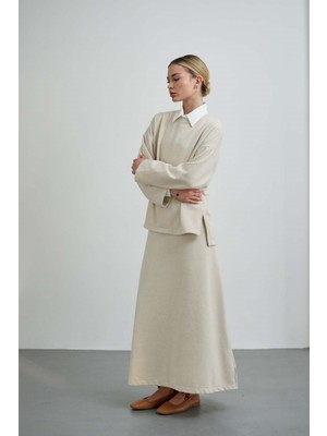 Molly Nelly Kadın Yırtmaçlı Bluz Etekli Günlük Kışlık Takım