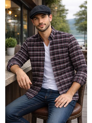 Varetta Erkek Siyah Kışlık Gömlek Klasik Kesim Cepli Kareli