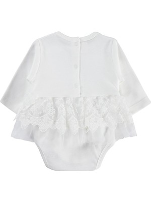 Civil Baby Fırfır Tüllü 3-12 Ay Çıtçıtlı Badi - Ekru 6-9 Ay