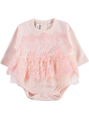 Civil Baby Fırfır Tüllü 3-12 Ay Çıtçıtlı Badi - Pudra 12-18 Ay