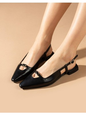 Emienza Marla 1.sınıf Vegan Deri Dekolte Detaylı Bayan Babet