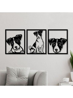 🐶 Sscnc 3’lü Köpek Figürlü Mdf Duvar Dekoru – Siyah