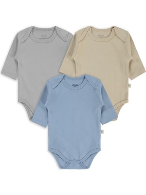 Civil Baby Basıc 3 Lü 0-36 Ay Çıtçıtlı Badi - Kahverengi 12-18 Ay