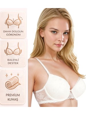 bipamuk Kadın Dantelli İç Giyim Destekli Sütyen Dolgun Gösteren