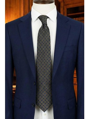 Kravatkolik Migliegla Style Lacivert Motif Desen Italyan Ipek Kravat İK2234