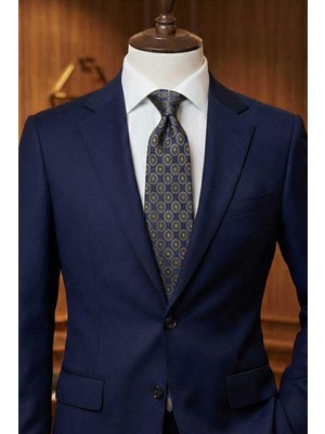 Kravatkolik Bedano Style Lacivert Motif Desen Italyan Ipek Kravat İK2232