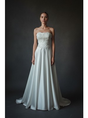 S&G Gelinlik A Kesim Saten Gelinlik