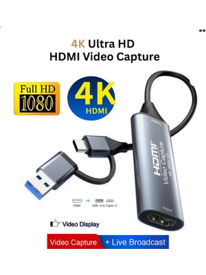 Anktek Video Capture Görüntü Yakalama Kartı Usb3.0/type-C To HDMI 1080P 4K@30Hz 2in1