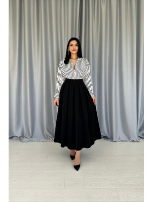 Etiler Collection Siyah Uzun Pileli Etek