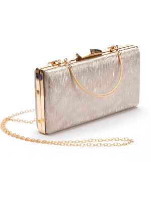 MFT Ayakkabı Kadın Altın Dalgalı Abiye Çanta