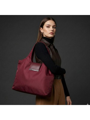 Bordo Katlanabilir Bez Çanta(Metal Toka) – Çantaya Takılabilir, Hafif ve Pratik Tasarım