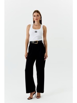 Pensli Yüksek Bel Palazzo Kadın Pantolon