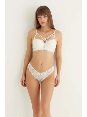 Beta Moda Hub Ekru Destekli Çift Çapraz Dantelli Sütyen Takımı 4307