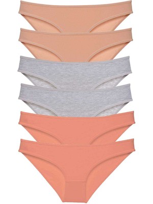 Beta Moda Hub 6 Adet Süper Eko Set Likralı Kadın Slip Külot Ten Gri Pudra