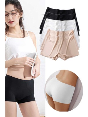 Beta Moda Hub 6 Adet Kadın Dikişsiz Görünmez Iz Yapmaz Mini Şort Boxer Siyah Beyaz Ten