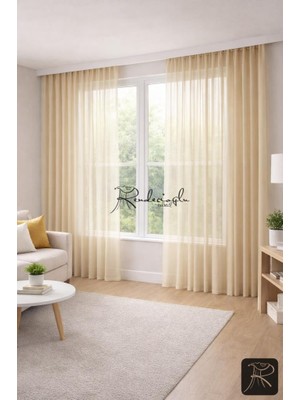 Grek Dokulu Tül Perde Şampanya – Tok Etek, Zarif Görünümkurşun Sarım