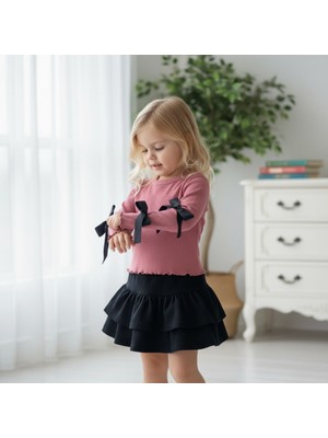 Lea Kids Etek Badi Takım Kolları Fiyonklu Eteği Katlı