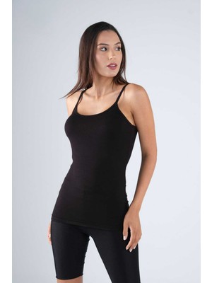 Beta Moda Hub Bambu Kadın Askılı Atlet Siyah