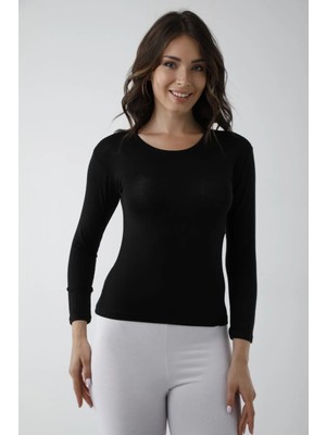 Beta Moda Hub Vivaldi Kadın Siyah Uzun Kol Bisiklet Yaka Body Likralı 352