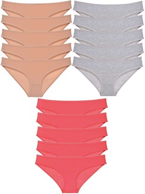 Beta Moda Hub 15 Adet Süper Eko Set Likralı Kadın Slip Külot Ten Gri Fuşya