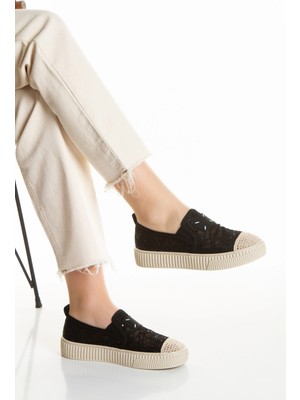 MFT Ayakkabı Kadın Siyah Dantel Detaylı Günlük Spor Ayakkabı