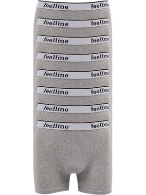 Beta Moda Hub 8 Adet Feelline Gri Pamuklu Doğal Likralı Erkek Boxer