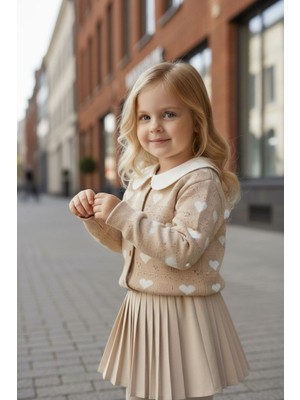 Lea Kids Pileli Etekli Kalpli Hırkalı Gömlekli Kız Çocuk Takım