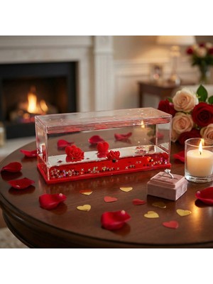 ForWhat Büro Ev Ofis Hediyesi Için Mini Obje Batmayan Kalpli Güllü Akvaryum