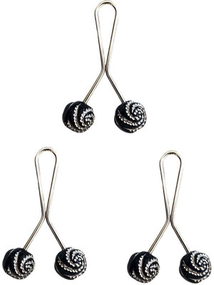 Beta Moda Hub 3 Adet Tesettür Eşarp ve Şal Klipsi Siyah Desenli