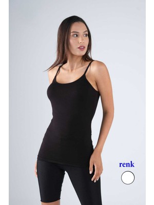 Beta Moda Hub Bambu Kadın Askılı Atlet Beyaz