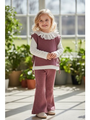 Lea Kids Taşlı Gömlekli Kız Çocukları Taytlı Takım