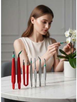 Premium 7 Parça Çelik Profesyonel Çiçek Bakım ve Teraryum Cımbız Seti - Lüks Bakım Kiti