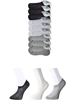 Beta Moda Hub Siyah Gri ve Beyaz Erkek Görünmez Çorap 9 Çift