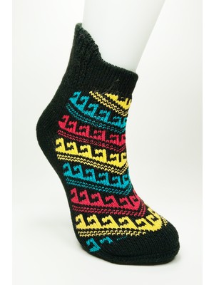 Beta Moda Hub Kalın Kışlık Kadın Soket Çorap Yünlü Havlu Ev Giyim Patik  Desen 1 Siyah