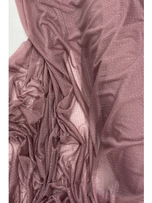 Beta Moda Hub Yağmur Damlası Simli Abiye Elbise Şallık Tül Kumaş Koyu Gül Kurusu 36