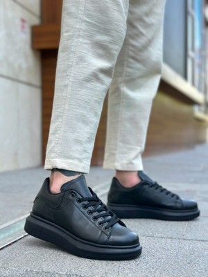 Baybonza BA0547 Boa Kalın Yüksek Taban Siyah Bağcıklı Spor Erkek Ayakkabı