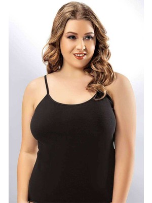 Beta Moda Hub Kota Bayan Ip Askılı Siyah Battal Atlet 6091