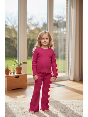 Lea Kids Kolları Çiçekli Kız Çocuk Rahat Kaşkorse Kumaş Takım