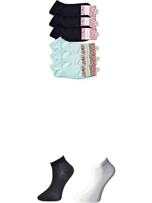 Beta Moda Hub Siyah ve Beyaz Kadın Bilek Çorap 6 Çift
