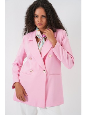 Queene Dreams Kruvaze Yaka Blazer Ceket 0722 - Pudra