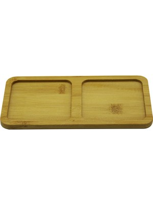 Go İthalat Dikdörtgen - 2 Bölmeli - 10X19.5CM  Ahşap Bambu Yağdanlık Altlık (5224)