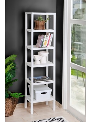 Pazarika 6 Katlı Düzenleyici Plastik Raf Ünitesi Beyaz , Kitaplık, Banyo, Mutfak Rafı. Ayakkabılık Beyaz