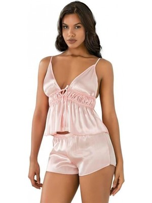 Pileli Store Pilelistore Somon Saten Şort Takımı 9208