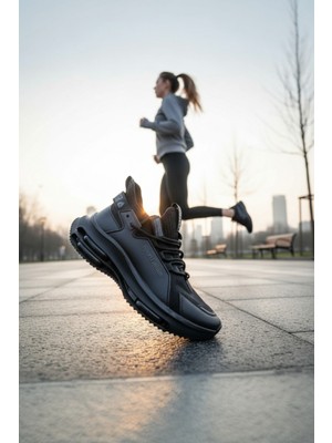 Enoch Erkek Spor ve Yürüyüş Ayakkabısı Tam Ortopedik Tabanlı Hava Kapsüllü Siyah Modern Model