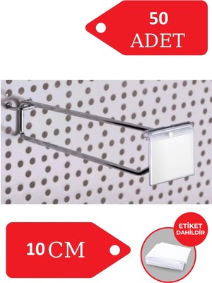 Manken İstanbul 10 cm 50 Adet Etiket Askılı Delikli Pano Kancası Raf Askısı