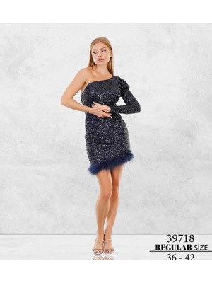 Arin Payetli Pullu Mini Abiye Elbise